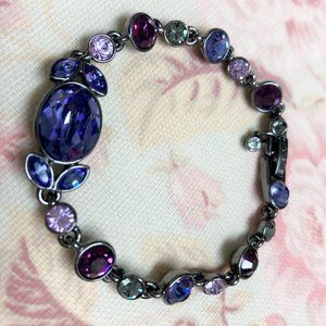 Givenchy Purple Colored Sparkly Stones Gun Metal Bracelet